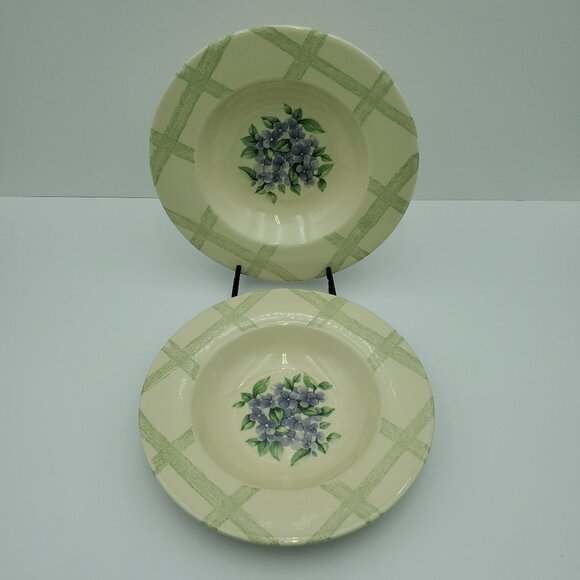 Pfaltzgraff Garden Party Rim Soup Bowls Garden Impressions Rimmed Pasta Bowls - Picture 1 of 6